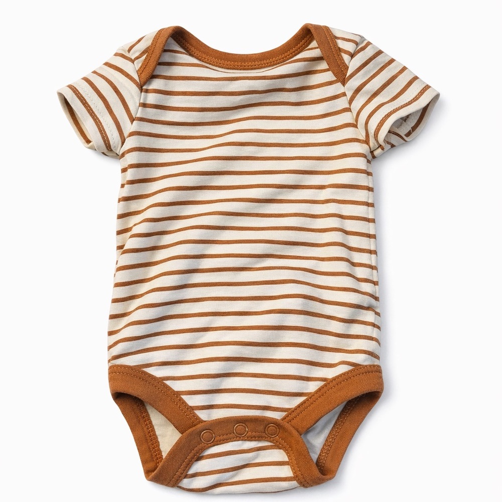 Striped Cream and Brown Baby Bodysuit